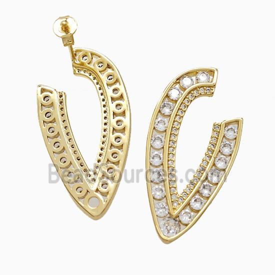 Copper Lips Stud Earrings Pave Zirconia 18K Gold Plated