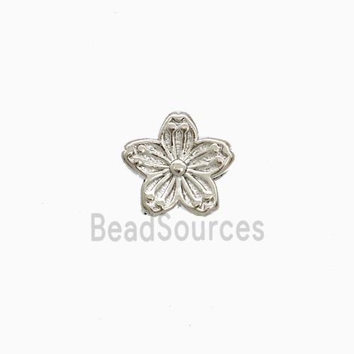 Copper Flower Beads Platinum Plated