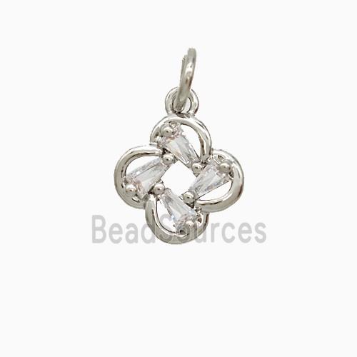 Copper Clover Pendant Pave Zirconia Platinum Plated