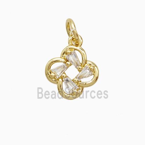 Copper Clover Pendant Pave Zirconia Gold Plated