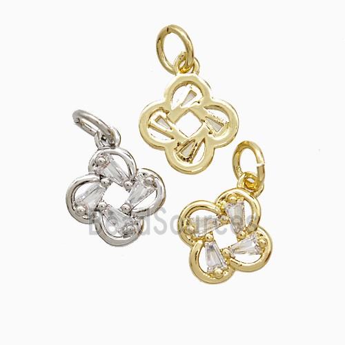 Copper Clover Pendant Pave Zirconia Mixed