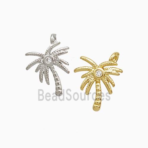 Coconut Tree Charms Copper Palm Pendant Pave Zirconia Mixed