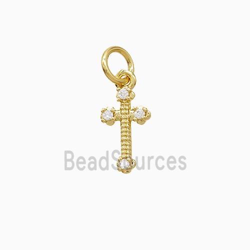 Copper Cross Pendant Pave Zirconia Gold Plated
