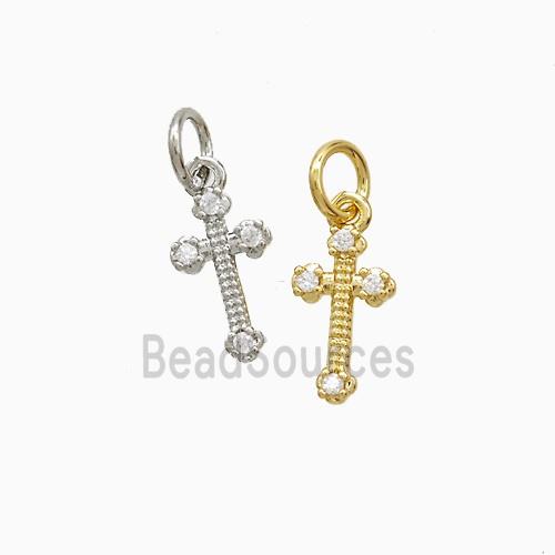 Copper Cross Pendant Pave Zirconia Mixed
