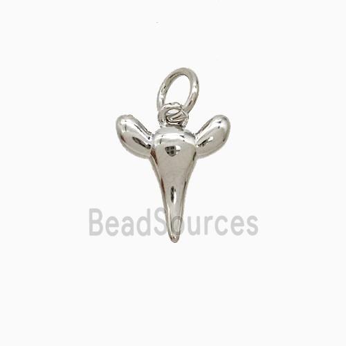 Copper Bullhead Pendant Platinum Plated