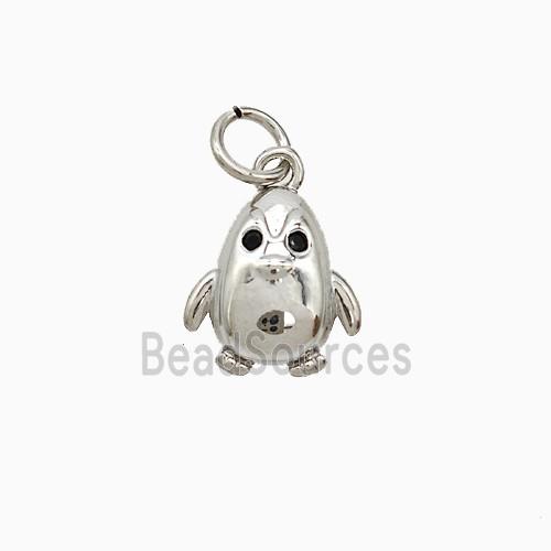 Copper Penguin Pendant Platinum Plated