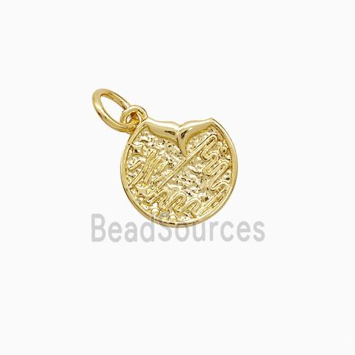 Copper Shark-tail Pendant Circle Hammered Gold Plated