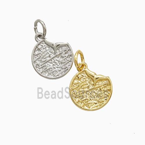 Copper Shark-tail Pendant Circle Hammered Mixed