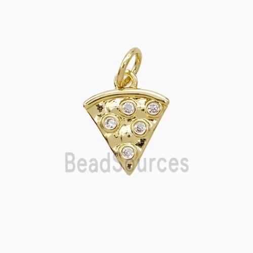 Copper Pizza Slice Pendant Pave Zirconia Gold Plated