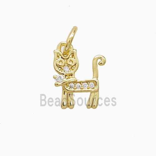 Copper Cat Pendant Pave Zirconia Gold Plated