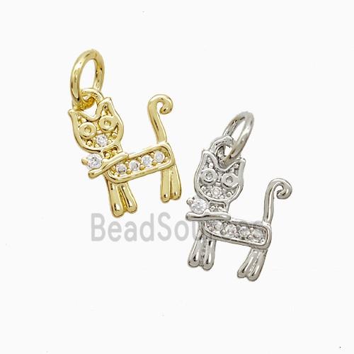 Copper Cat Pendant Pave Zirconia Mixed