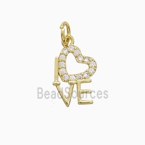 Copper Heart Love Pendant Pave Zirconia Gold Plated
