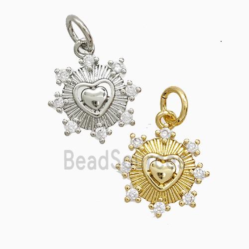 Copper Heart Pendant Pave Zirconia Mixed