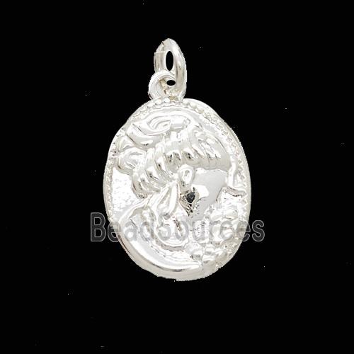 Copper Beauty Pendant Oval Shiny Silver