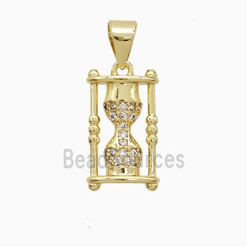 Copper Hourglass Pendant Pave Zirconia Gold Plated