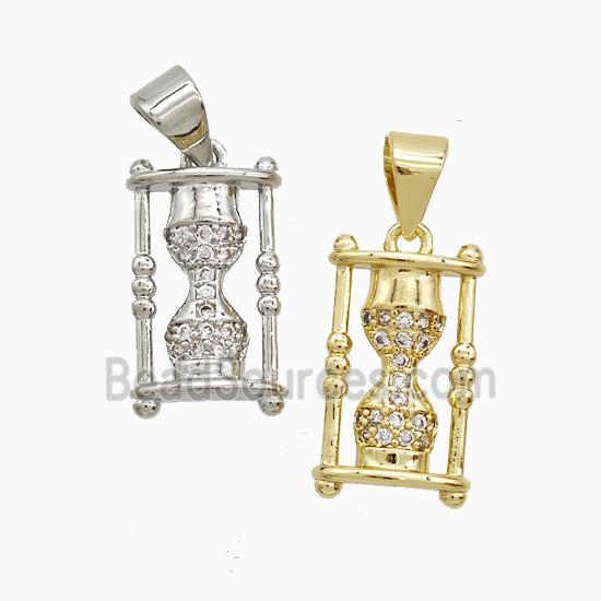 Copper Hourglass Pendant Pave Zirconia Mixed