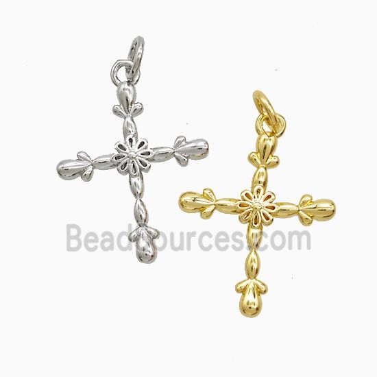 Copper Cross Pendant Flower Mixed