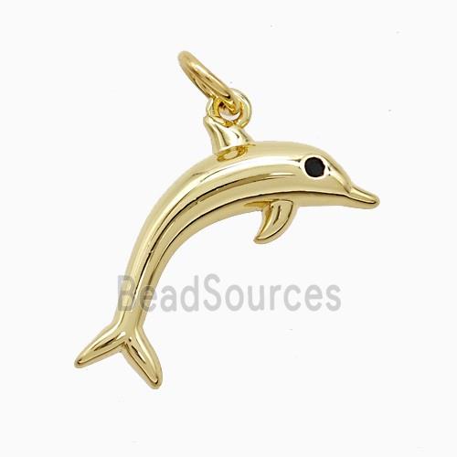 Copper Dolphin Pendant Pave Zirconia Gold Plated