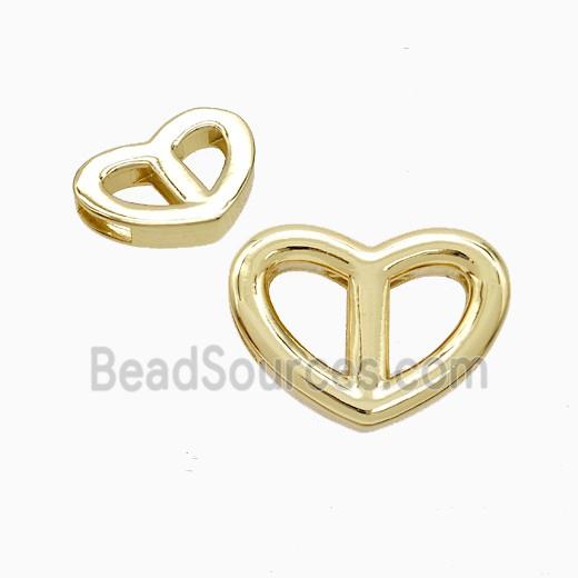 Copper Heart Beads Flat Hole Gold Plated