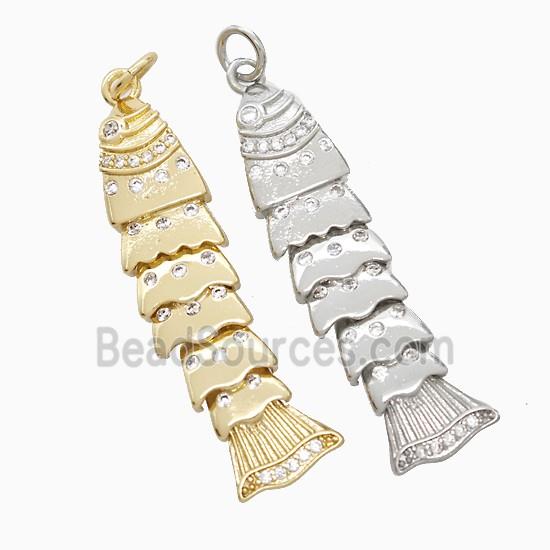 Copper Fish Pendant Pave Zirconia Mixed