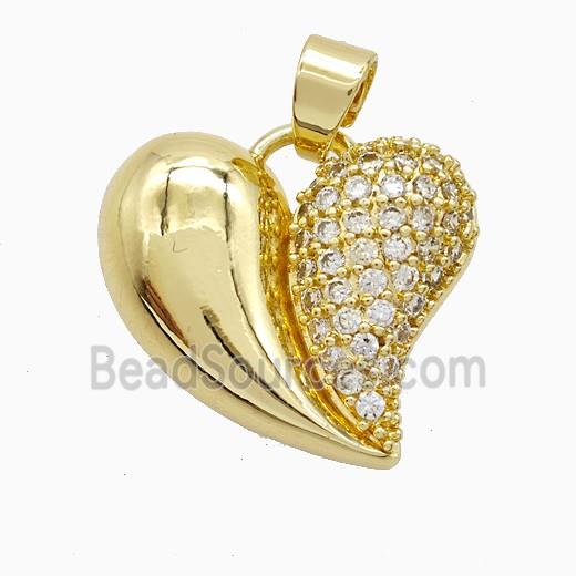Copper Heart Pendant Pave Zirconia Gold Plated