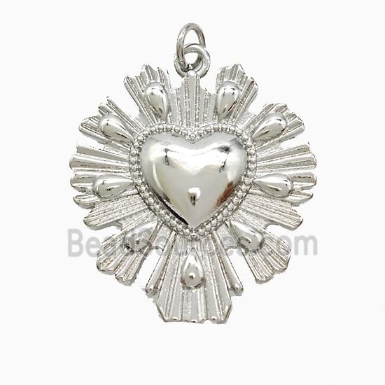 Copper Heart Pendant Platinum Plated