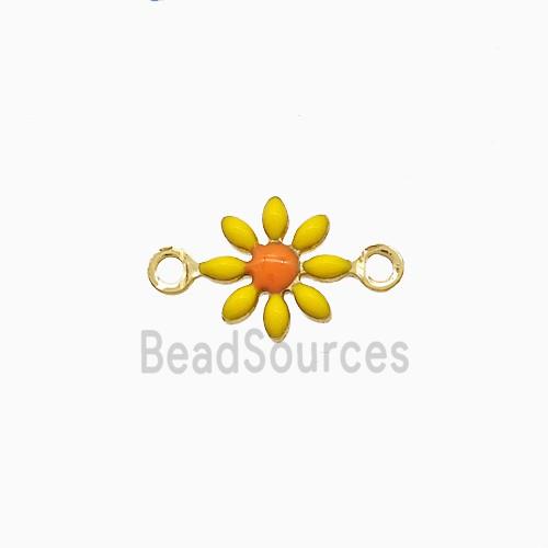 Copper Flower Connector Yellow Enamel Gold Plated