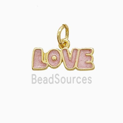 Copper LOVE Pendant Pink Painted Gold Plated