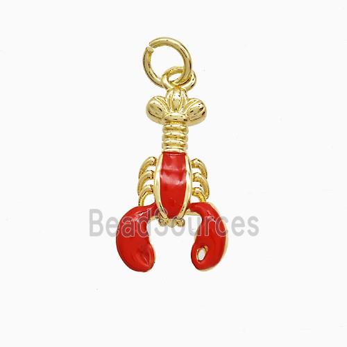 Copper Scorpion Pendant Red Enamel Gold Plated