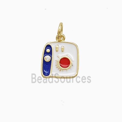 Mini Camera Charms Copper Pendant Enamel Gold Plated