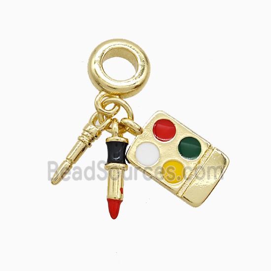 Copper Lipstick And Carkey Pendant Enamel Gold Plated