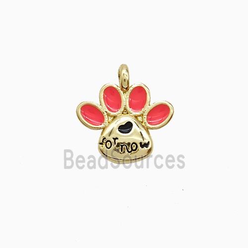 Copper Paws Pendant Pink Enamel Gold Plated