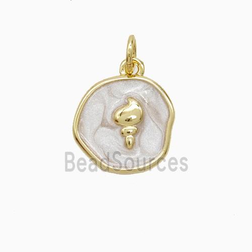 Copper Conch Shell Pendant White Painted Gold Plated