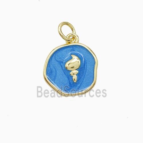 Copper Conch Shell Pendant Blue Painted Gold Plated
