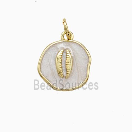 Copper Conch Shell Pendant White Painted Gold Plated