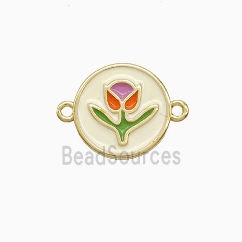 Copper Tulip Connector Multicolor Enamel Gold Plated