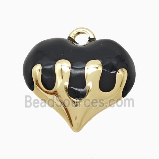 Copper Heart Pendant Black Enamel Gold Plated
