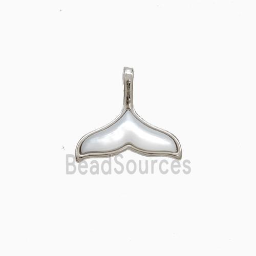 Copper Shark-Tail Pendant Pave Shell Platinum Plated