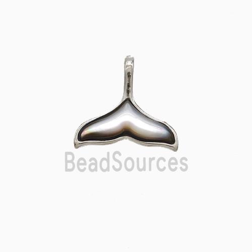Copper Shark-Tail Pendant Pave Shell Platinum Plated