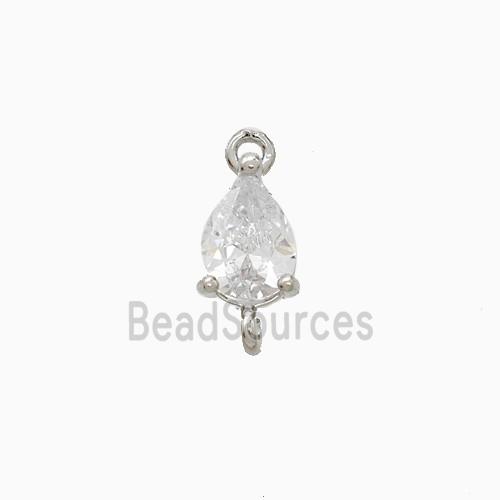 Crystal Glass Teardrop Connector Copper Platinum Plated