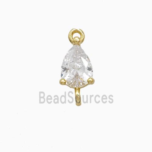 Crystal Glass Teardrop Connector Copper Gold Plated