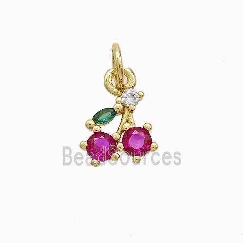 Copper Cherry Pendant Pave Zirconia Gold Plated