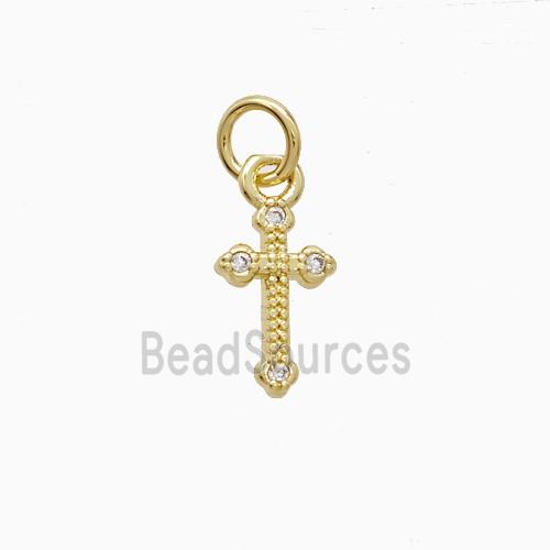 Copper Cross Pendant Pave Zirconia Gold Plated