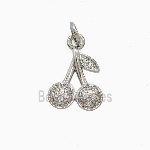 Copper Cherry Pendant Pave Zirconia Platinum Plated