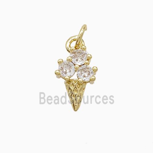 Copper Ice Cream Pendant Pave Zirconia Gold Plated