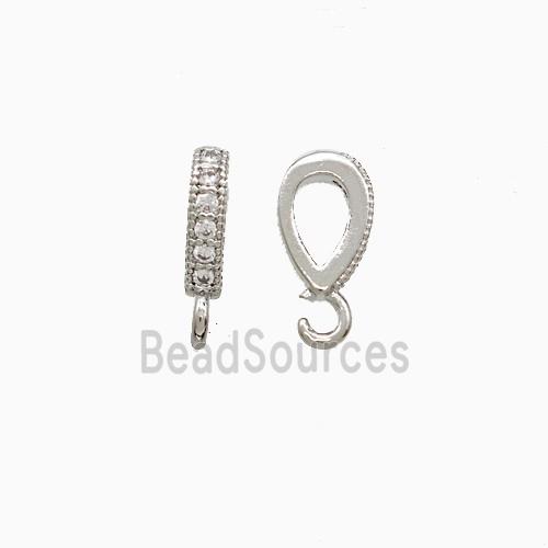 Copper Bail Pave Zirconia Platinum Plated
