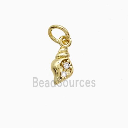 Copper Conch Shell Pendant Pave Zirconia Gold Plated