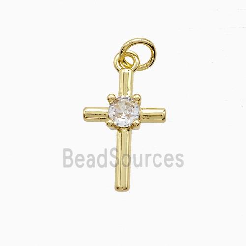 Copper Cross Pendant Pave Zirconia Gold Plated