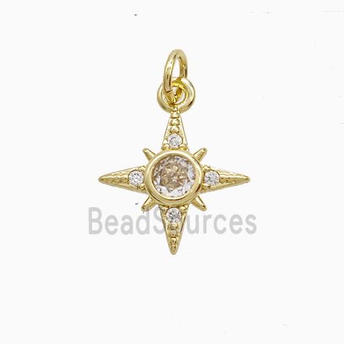 Copper Northstar Pendant Pave Zirconia Gold Plated