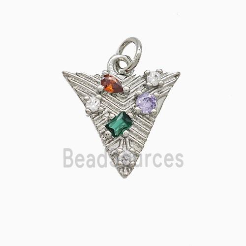 Copper Triangle Pendant Pave Zirconia Platinum Plated